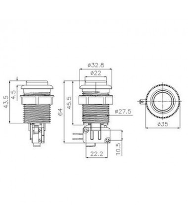 Bouton arcade blanc 28 mm...