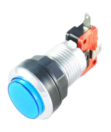 Bouton bleu chromé à LED de 28 mm