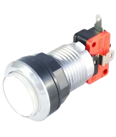 [bou015] Bouton blanc chromé à LED de 28 mm