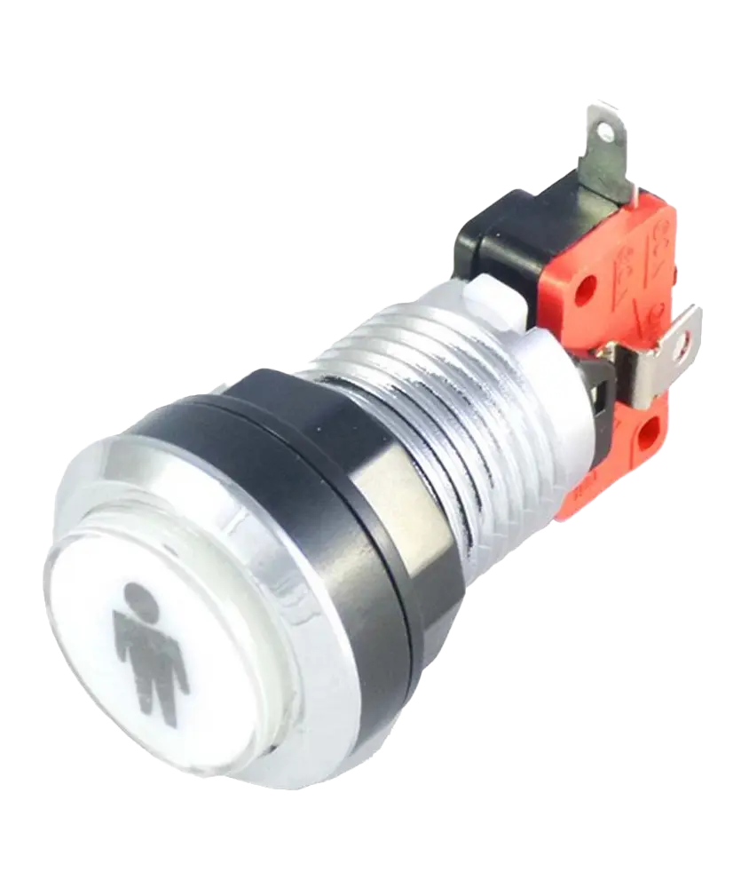 [bou018] Bouton P1 chromé à LED de 28 mm