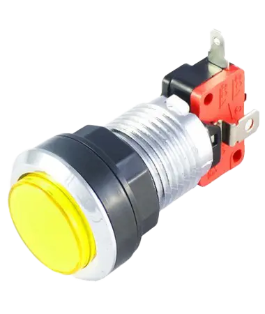 [bou016] Bouton jaune chromé à LED de 28 mm