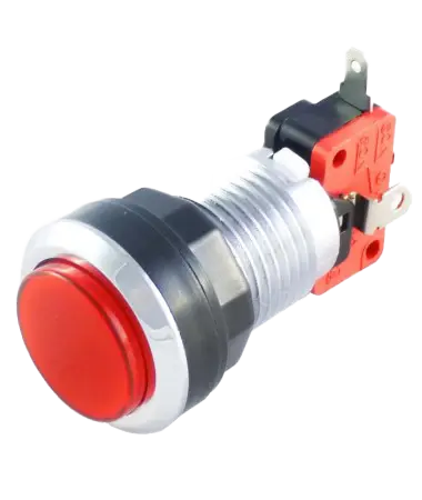 [bou017] Bouton rouge chromé à LED de 28 mm