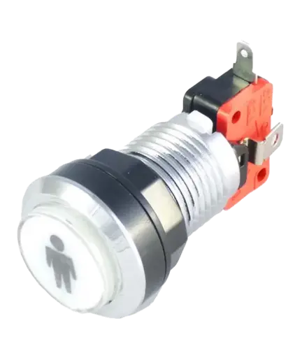 [bou018] Bouton P1 chromé à LED de 28 mm