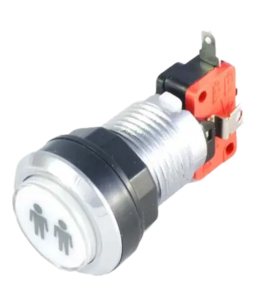 [bou019] Bouton P2 chromé à LED de 28 mm